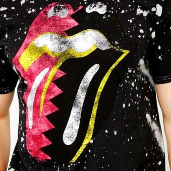 Rolling Stones Tongue Logo Bleach Logo Official cotton T-Shirt XL Last NWT - Picture 2 of 3